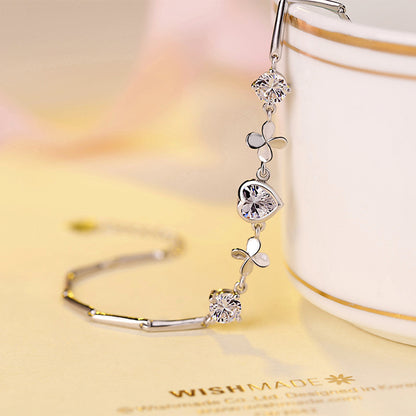 Qixi Festival Silver Bracelet: Heart-shaped - Low Stock