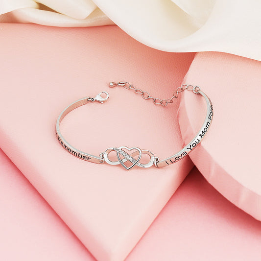 Women's Simple Diamond Peach Heart Bracelet Bangle
